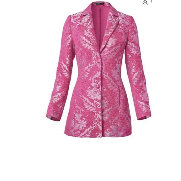 Women's Pink Patterned Blazer - Picture 2 of 8